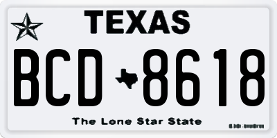 TX license plate BCD8618