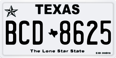 TX license plate BCD8625