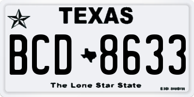 TX license plate BCD8633