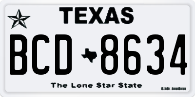 TX license plate BCD8634