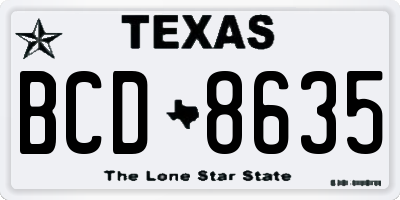 TX license plate BCD8635