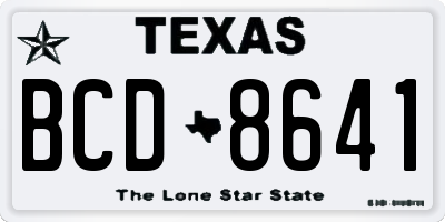 TX license plate BCD8641