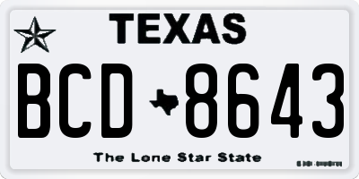 TX license plate BCD8643