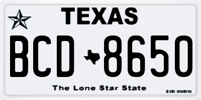 TX license plate BCD8650
