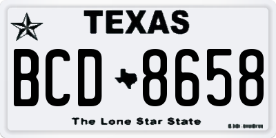 TX license plate BCD8658