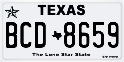 TX license plate BCD8659
