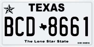 TX license plate BCD8661