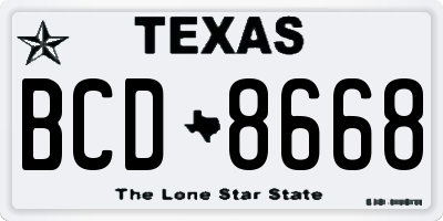 TX license plate BCD8668