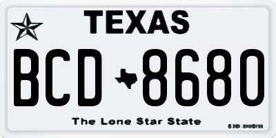 TX license plate BCD8680