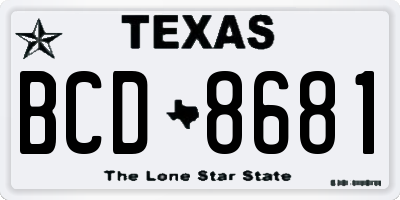 TX license plate BCD8681