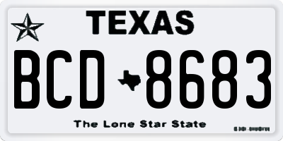 TX license plate BCD8683