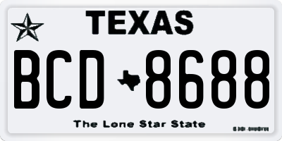 TX license plate BCD8688