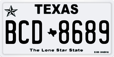 TX license plate BCD8689
