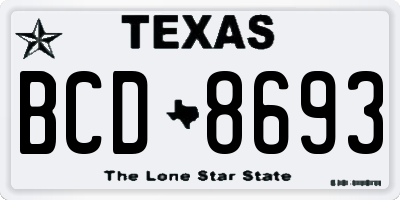 TX license plate BCD8693