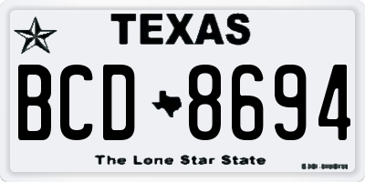 TX license plate BCD8694