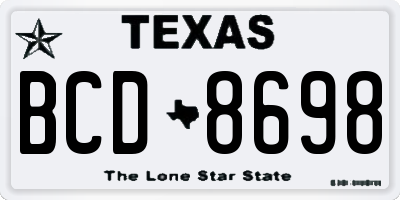 TX license plate BCD8698