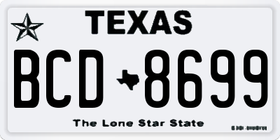 TX license plate BCD8699
