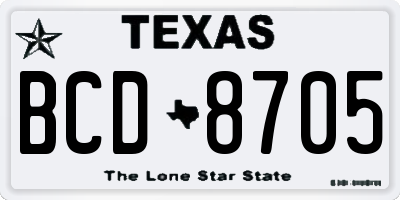 TX license plate BCD8705
