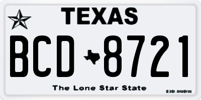 TX license plate BCD8721