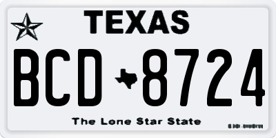 TX license plate BCD8724