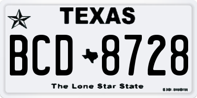 TX license plate BCD8728