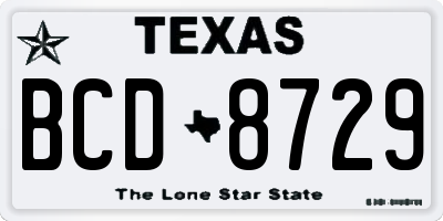 TX license plate BCD8729