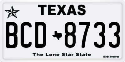 TX license plate BCD8733