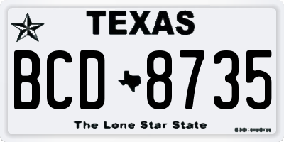TX license plate BCD8735