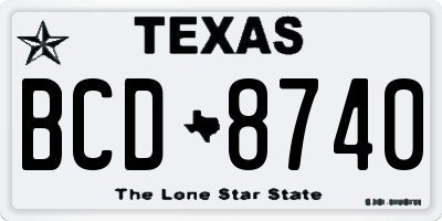 TX license plate BCD8740