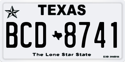 TX license plate BCD8741