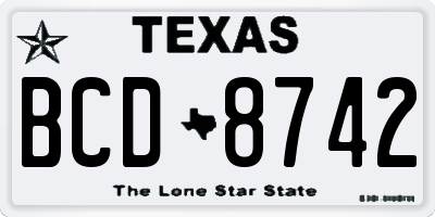 TX license plate BCD8742