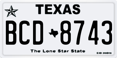 TX license plate BCD8743