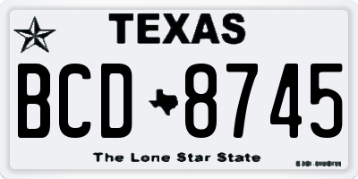TX license plate BCD8745