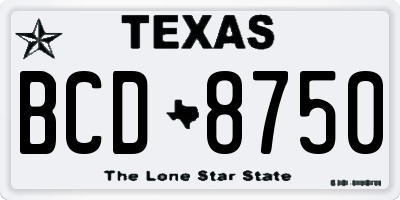 TX license plate BCD8750