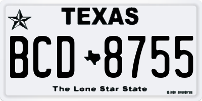 TX license plate BCD8755