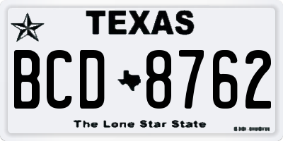 TX license plate BCD8762
