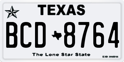 TX license plate BCD8764