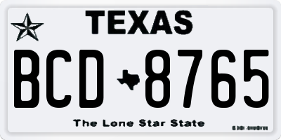 TX license plate BCD8765