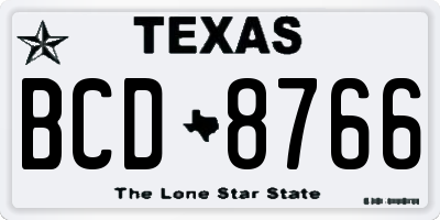 TX license plate BCD8766