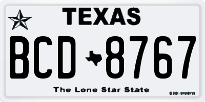 TX license plate BCD8767