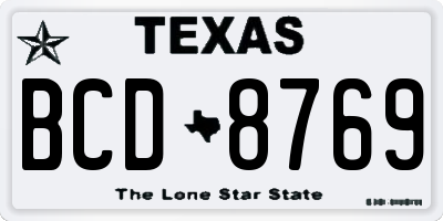 TX license plate BCD8769