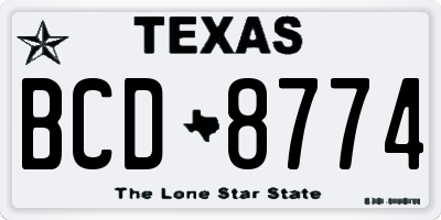 TX license plate BCD8774