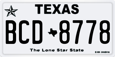 TX license plate BCD8778