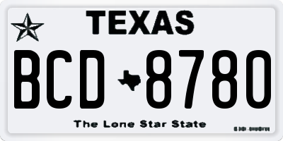 TX license plate BCD8780