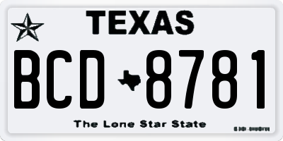 TX license plate BCD8781