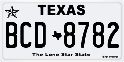 TX license plate BCD8782