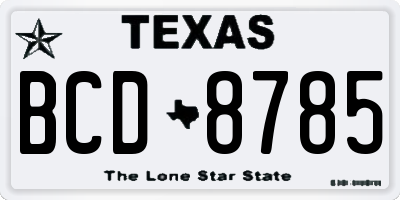 TX license plate BCD8785