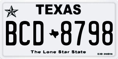 TX license plate BCD8798