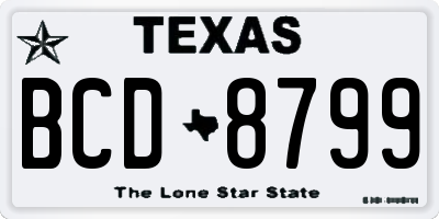 TX license plate BCD8799