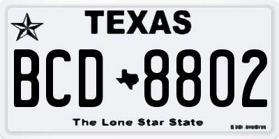 TX license plate BCD8802